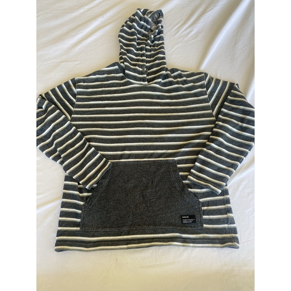 Hurley Hoodie Mens M Green Striped Sweatshirt Long Sleeve Pullover Skate Surf